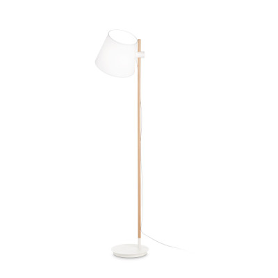 Ideal lux Axel Piantana moderna con base in metallo stelo in legno e diffusore in tessuto Colore: Bianco
