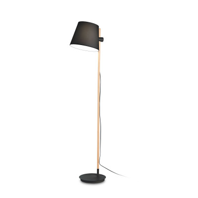 Ideal lux Axel Piantana moderna con base in metallo stelo in legno e diffusore in tessuto Colore: Nero