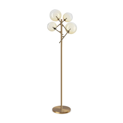 Ideal lux Equinoxe Piantana moderna in metallo con 4 diffusori in vetro borosilicato Colore: Ambra