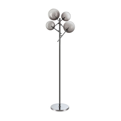 Ideal lux Equinoxe Piantana moderna in metallo con 4 diffusori in vetro borosilicato Colore: Grigio Fumè
