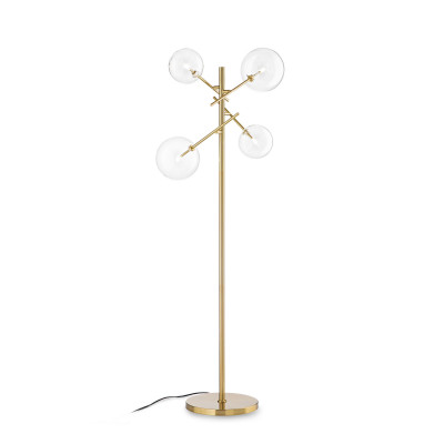 Ideal lux Equinoxe Piantana moderna in metallo con 4 diffusori in vetro borosilicato Colore: Ottone