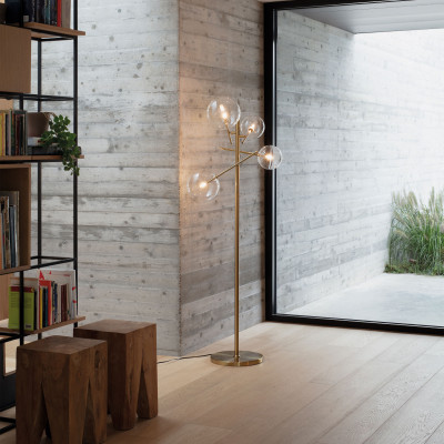 Ideal lux - Equinoxe - Piantana moderna in metallo con 4 diffusori in vetro borosilicato - 4 Lampadine G4 2W - IP20 - SKU: 29095