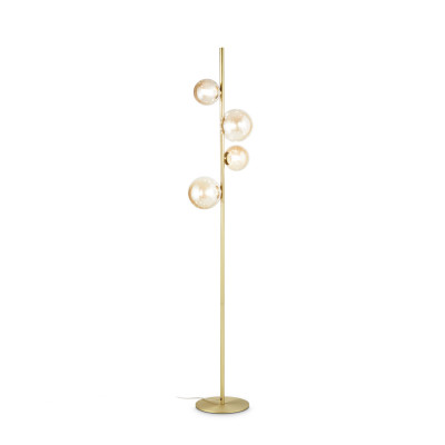 Ideal lux Perlage Piantana moderna in metallo con 4 diffusori in vetro soffiato Colore: Ambra