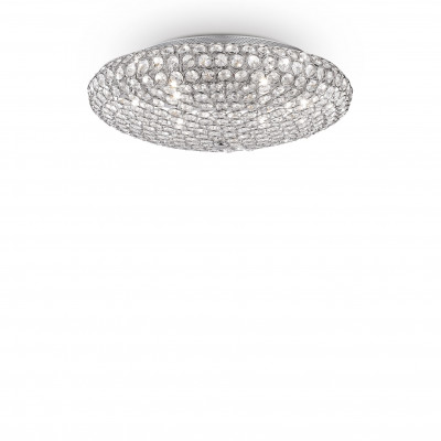 Ideal lux - King - Plafoneira grande struttura in metallo e diffusore con cristallo ottagonali - Colore: Cromato - 9 Lampadine - G9 - 40W - IP20 - SKU: 073255