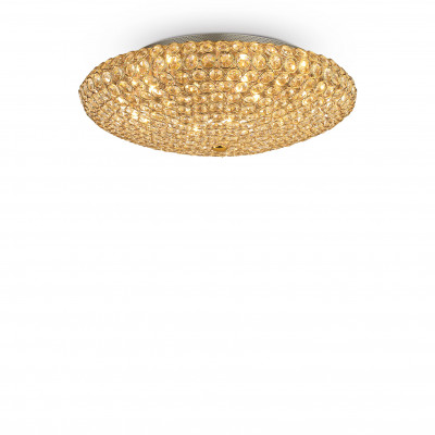 Ideal lux - King - Plafoneira grande struttura in metallo e diffusore con cristallo ottagonali - Colore: Oro - 9 Lampadine - G9 - 40W - IP20 - SKU: 073262