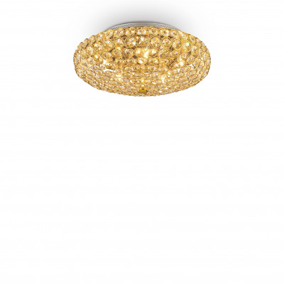 Ideal lux - King - Plafoneira media struttura in metallo e diffusore con cristallo ottagonali - Colore: Oro - 5 Lampadine - G9 - 40W - IP20 - SKU: 073187