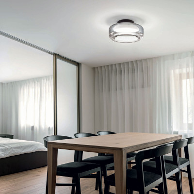 Ideal lux - Topico - Plafoniera a led grande con struttura in metallo e diffusore in doppio vetro - Colore: Grigio Fumè - 1 Lampadina Led Integrato 19W - Lumen 1850 - Gradi Kelvin 3000k Luce Calda - IP20 - SKU: 333014