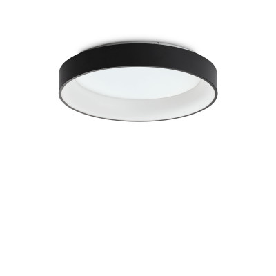 Ideal lux - Ziggy - Plafoniera a led media con struttura in metallo e diffusore rotondo - Colore: Nero - 1 Lampadina - Led Integrato - 43W - Lumen 4400 - Gradi Kelvin 3000k Luce Calda - IP20 - SKU: 307213