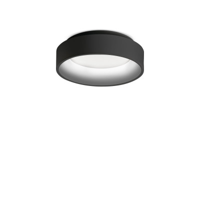 Ideal lux - Ziggy - Plafoniera a led mini con struttura in metallo e diffusore rotondo - Colore: Nero - 1 Lampadina - Led Integrato - 21W - Lumen 2750 - Gradi Kelvin 3000k Luce Calda - IP20 - SKU: 293769