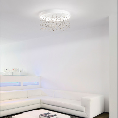 Ideal lux - Armony - Plafoniera a LED piccola struttura in metallo e devorazioni in perle di vetro - Colore: Bianco - 1 Lampadina Led Integrato 48W - Lumen 4700 - Gradi Kelvin 3000k Luce Calda - IP20 - SKU: 328492