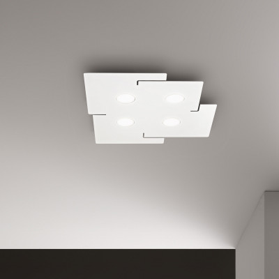 Ideal lux - Totem - Plafoniera a led quadrata in metallo con 4 diffusori in plicorbonato - Colore: Bianco - 4 Lampadine GX53 15W - IP20 - SKU: 215778