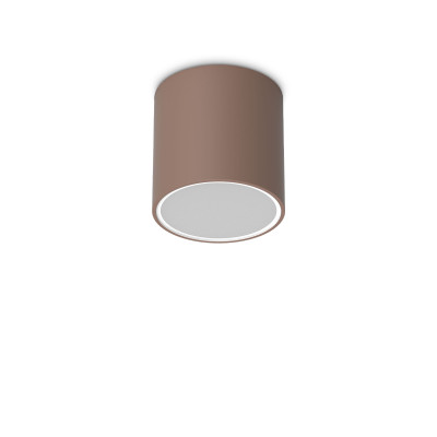 Ideal lux Techo Plafoniera da esterno in alluminio con diffusore in vetro rotondo Colore: Caffelatte