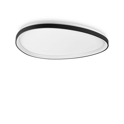 Ideal lux - Gemini - Plafoniera grande a led con struttura in metallo e diffusore in policarbonato - Colore: Nero - 1 Lampadina - Led Integrato - 42W - Lumen 4450 - Gradi Kelvin 3000k Luce Calda - IP20 - SKU: 328089