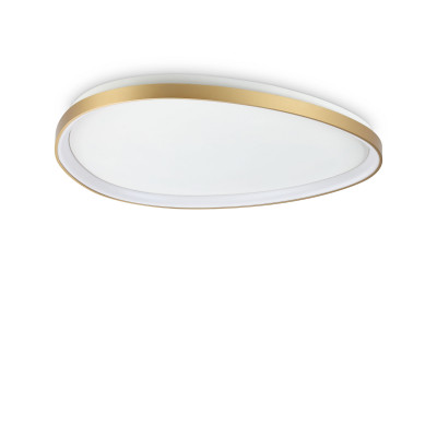 Ideal lux - Gemini - Plafoniera grande a led con struttura in metallo e diffusore in policarbonato - Colore: Ottone - 1 Lampadina - Led Integrato - 42W - Lumen 4450 - Gradi Kelvin 3000k Luce Calda - IP20 - SKU: 328096