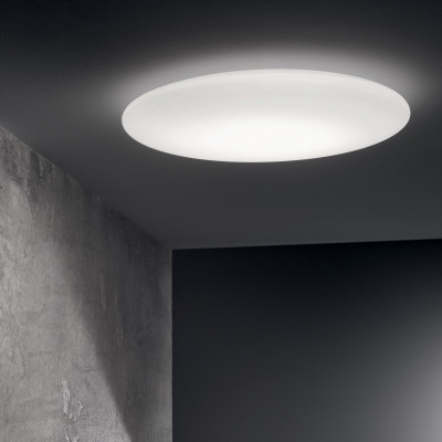 Ideal lux - Level - Plafoniera grande a led struttura in metallo e diffusore in vetro rotondo - Colore: Bianco - 1 Lampadina Led Integrato 37W - Lumen 3100 - Gradi Kelvin 3000k Luce Calda - IP20 - SKU: 261188