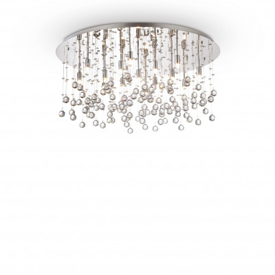 Ideal lux - Moonlight - Plafoniera grande in metallo placcato e pendenti con sfere di cristallo - Colore: Cromato - 15 Lampadine - G9 - 40W - IP20 - SKU: 077819