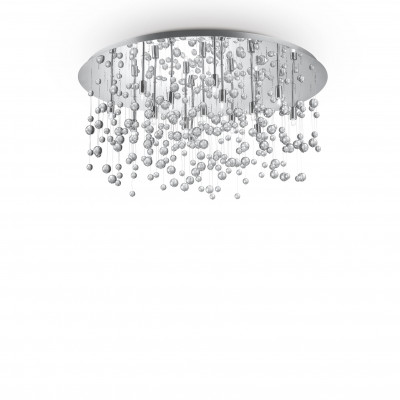 Ideal lux - Neve - Plafoniera grande in metallo placcato e pendenti con sfere di vetro - Colore: Cromato - 15 Lampadine G9 40W - IP20 - SKU: 030784