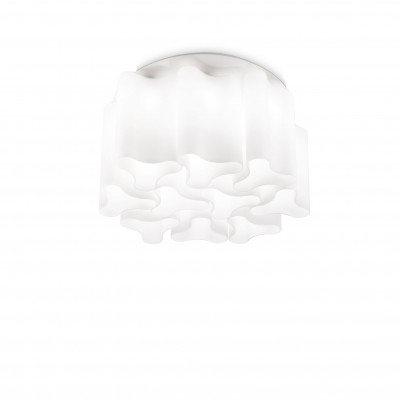 Ideal lux - Compo - Plafoniera in metallo grande con 10 diffusori in vetro ondulato - Colore: Bianco - 10 Lampadine - E27 - 52W - IP20 - SKU: 125510