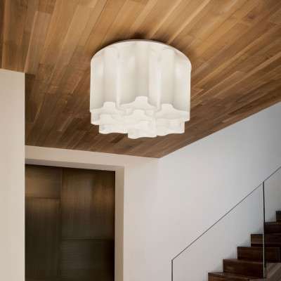 Ideal lux - Compo - Plafoniera in metallo grande con 10 diffusori in vetro ondulato - 10 Lampadine E27 52W - IP20 - SKU: 12551G
