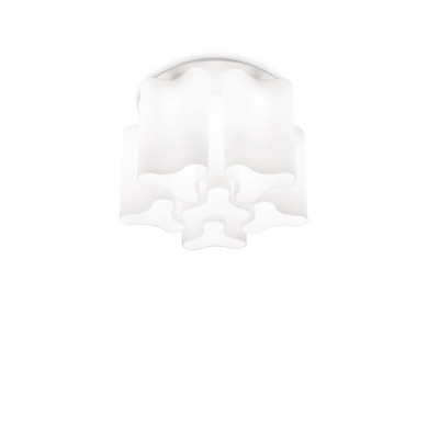 Ideal lux - Compo - Plafoniera in metallo media con 6 diffusori in vetro ondulato - Colore: Bianco - 6 Lampadine - E27 - 52W - IP20 - SKU: 125503