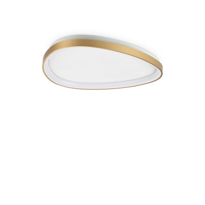 Ideal lux - Gemini - Plafoniera media a led con struttura in metallo e diffusore in policarbonato - Colore: Ottone - 1 Lampadina - Led Integrato - 30W - Lumen 3600 - Gradi Kelvin 3000k Luce Calda - IP20 - SKU: 328065