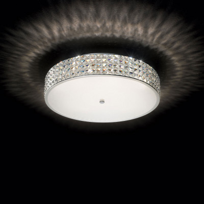 Ideal lux - Roma - Plafoniera media in metallo cromato e diffusore con elementi in cristallo - Colore: Cromato - 9 Lampadine G9 40W - IP20 - SKU: 087863