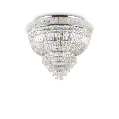 Ideal lux - Dubai - Plafoniera media in metallo e dettagli decorativi in cristallo - Colore: Cromato - 6 Lampadine - E14 - 28W - IP20 - SKU: 207186