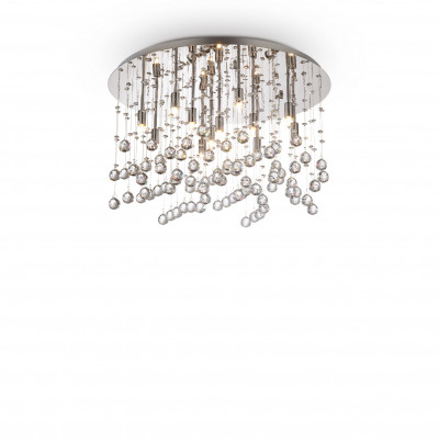 Ideal lux - Moonlight - Plafoniera media in metallo placcato e pendenti con sfere di cristallo - Colore: Cromato - 12 Lampadine - G9 - 40W - IP20 - SKU: 077802