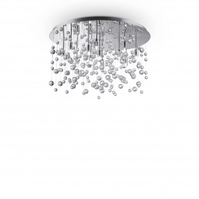 Ideal lux - Neve - Plafoniera media in metallo placcato e pendenti con sfere di vetro - Colore: Cromato - 12 Lampadine G9 40W - IP20 - SKU: 022239