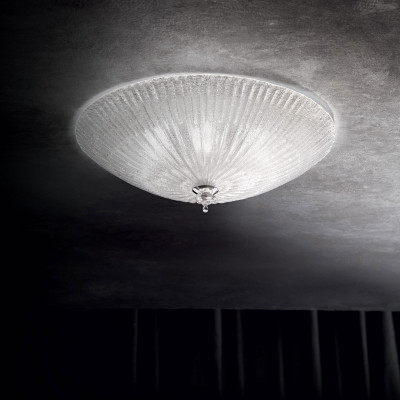 Ideal lux - Shell - Plafoniera media struttura in metallo e diffusore in vetro rotondo - Colore: Trasparente - 4 Lampadine - E27 - 60W - IP20 - SKU: 008615