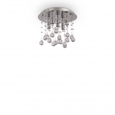 Ideal lux - Moonlight - Plafoniera mini in metallo placcato e pendenti con sfere di cristallo - 5 Lampadine G9 40W - IP20 - SKU: 09464S