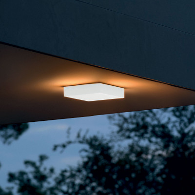 Ideal lux - Snow - Plafoniera per esterno a led struttura in alluminio e diffusore in policarbonato - Colore: Bianco - 1 Lampadina Led Integrato 18W - IP65 - SKU: 32623
