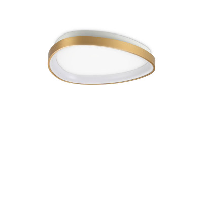 Ideal lux - Gemini - Plafoniera piccola a led con struttura in metallo e diffusore in policarbonato - Colore: Ottone - 1 Lampadina - Led Integrato - 24W - Lumen 2900 - Gradi Kelvin 3000k Luce Calda - IP20 - SKU: 328034