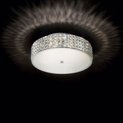 Ideal lux - Roma - Plafoniera piccola in metallo cromato e diffusore con elementi in cristallo - Colore: Cromato - 6 Lampadine G9 40W - IP20 - SKU: 000657