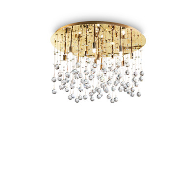 Ideal lux - Moonlight - Plafoniera piccola in metallo placcato e pendenti con sfere di cristallo - Colore: Oro - 8 Lampadine - G9 - 40W - IP20 - SKU: 080932