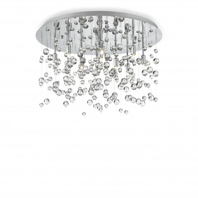 Ideal lux - Neve - Plafoniera piccola in metallo placcato e pendenti con sfere di vetro - Colore: Cromato - 8 Lampadine G9 40W - IP20 - SKU: 022222