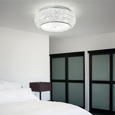 Ideal lux - Pashà - Plafoniera piccola struttura in metallo e diffusore in perle di cristallo - 6 Lampadine E14 40W - IP20 - SKU: 10078P