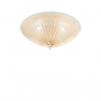 Ideal lux - Shell - Plafoniera piccola struttura in metallo e diffusore in vetro rotondo - Colore: Ambra - 3 Lampadine - E27 - 60W - IP20 - SKU: 140179