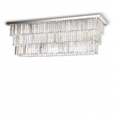 Ideal lux - Martinez - Plafoniera struttura in metallo rettangolare e dettagli decorativi in cristallo - Colore: Cromato - 8 Lampadine - E14 - 40W - IP20 - SKU: 166285
