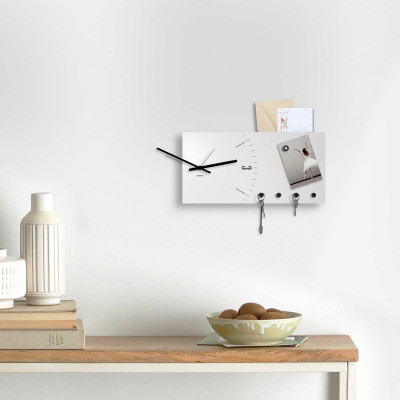 Design Object - Portachiavi con orologio e portalettere da parete in metallo "CLOCK&MORE" - SKU: IT304