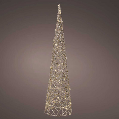  Kaemingk - Albero di natale in metallo a cono con micro led h.80 - Colore: Oro - SKU: 489651 