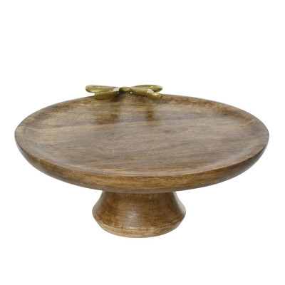  Kaemingk - Altazina per torta in legno con fiocco a tema natalizio - Colore: Legno Naturale - SKU: 729435 