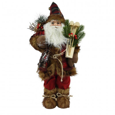  Kaemingk - Babbo Natale con corpo in poliestere e cappotto rosso - Colore: Rosso - SKU: 547717 