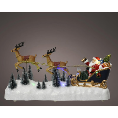  Kaemingk - Babbo natale con slitta in plastica con LED - SKU: 487199 