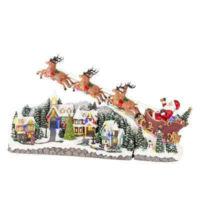  Kaemingk - Babbo natale con slitta in plastica su paesaggio con LED - SKU: 487800 