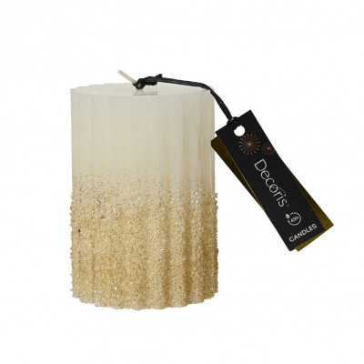  Kaemingk - Candela glitterata per decorazione tavola natalizia - Colore: Bianco - SKU: 212548 