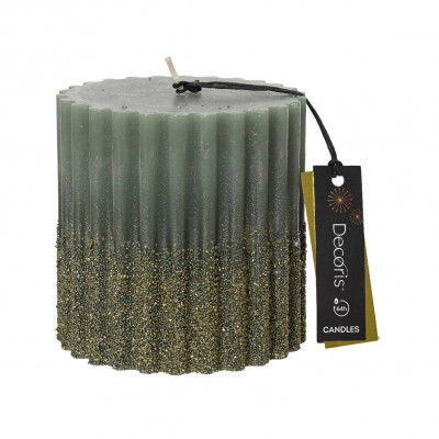  Kaemingk - Candela glitterata per decorazione tavola natalizia - Colore: Verde Salvia - SKU: 212559 