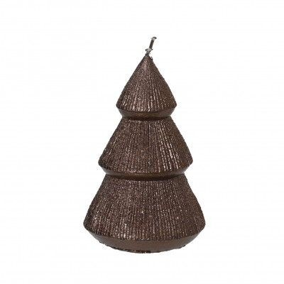  Kaemingk - Candela natalizia piccola in paraffina a forma di albero di natale glitterato - Colore: Marrone Scuro - SKU: 207663/MARRONE 