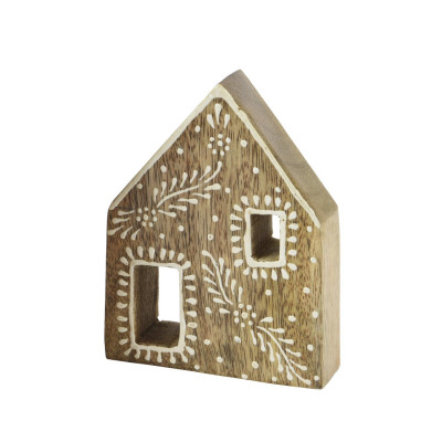  Kaemingk - Casetta in legno naturale con decorazione all'henné - Colore: Marrone - SKU: 708629/BASSO 