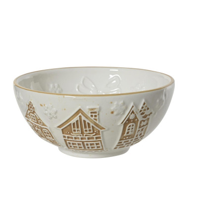  Kaemingk - Ciotola in dolomite con decori natalizi - Colore: Panna - SKU: 463365 